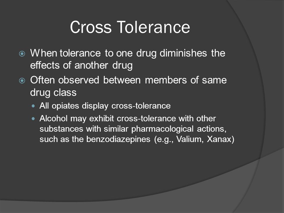 tolerance and valium dependence